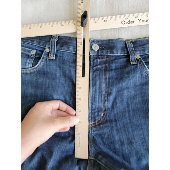 Citizens Humanity Mens Jeans 37x28.5 Straight Distressed Dark Blue Mid Rise USA - Picture 14 of 16